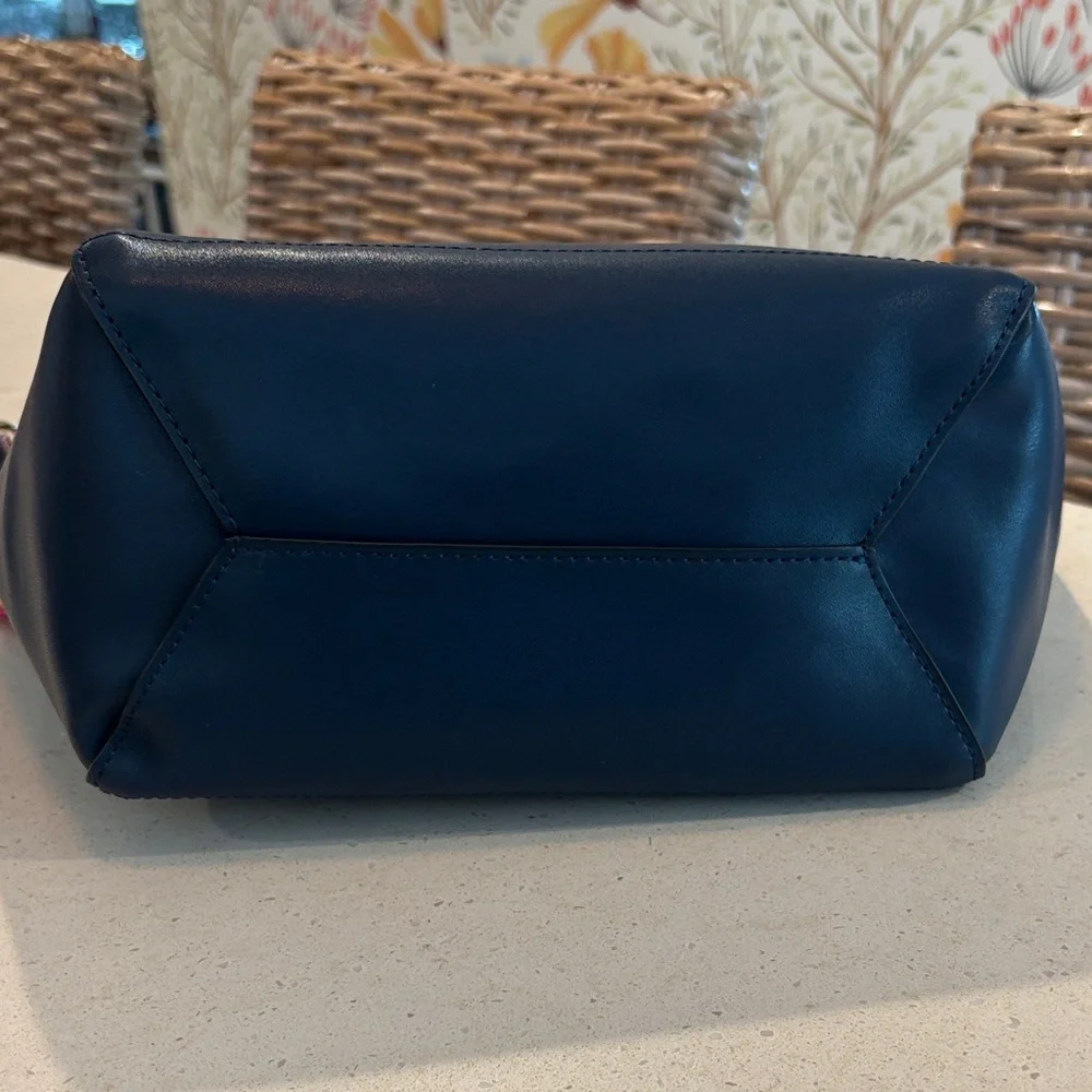 Bostanten Lotty Leather Hobo Bag in Navy Blue with Colorful Strap - Picture 6 of 14